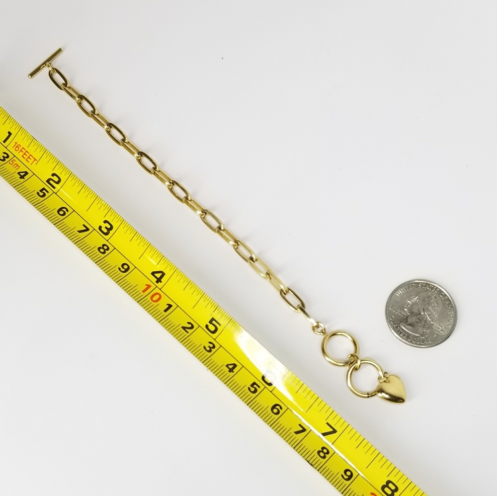 18K Stainless Steel Heart Toggle Bracelet NEW - Picture 7 of 8